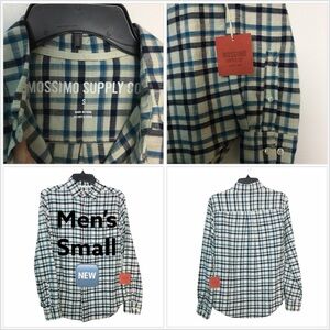Men’s Mossimo S Small Button Front Flannel Shirt Plaid Checked Blue Pocket NWT